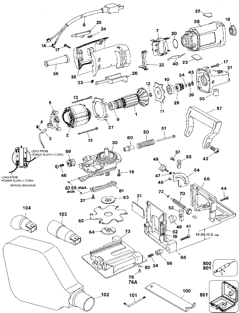 Exploded Diagram A Diagram and Parts List for 3382K-46 Type 1 Black and Decker Caulking Gun